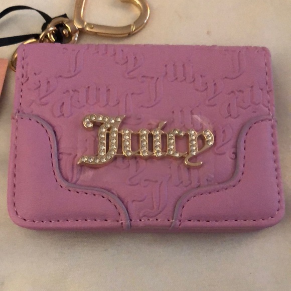 Juicy Couture Fondant Pink Faux Leather Heartless Card Case Key Fob NWT - Picture 14 of 15